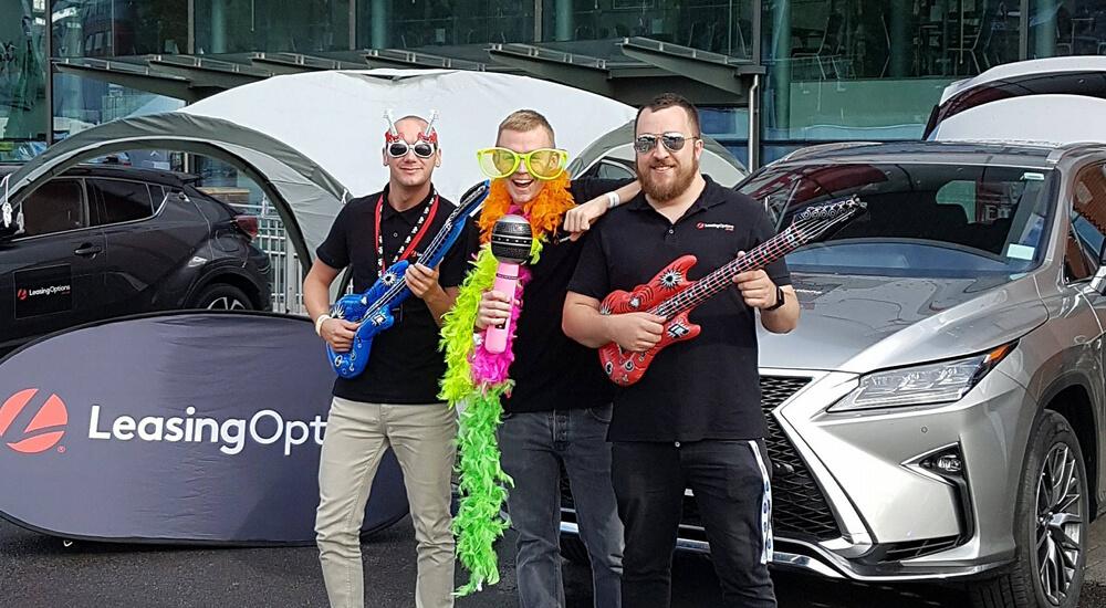 Leasing options staff in fancy dress