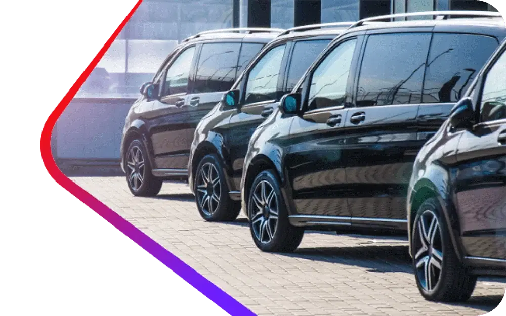 Stock photo of mutiple vans lined up