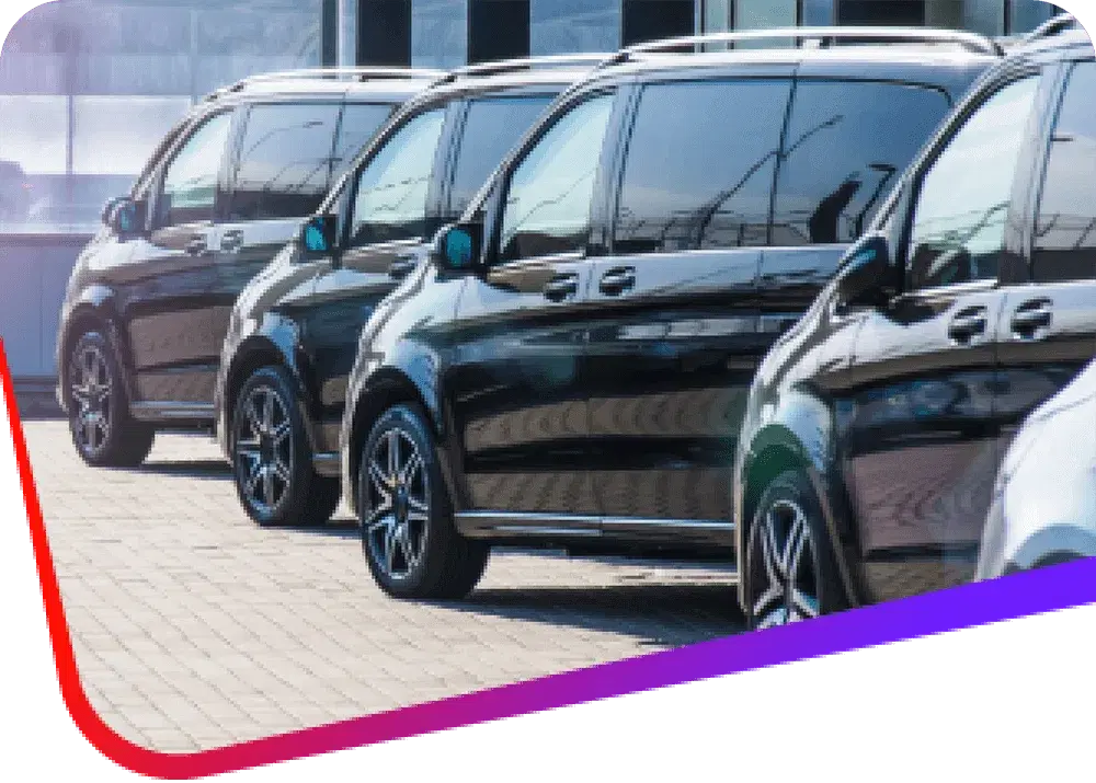 Stock photo of mutiple vans lined up