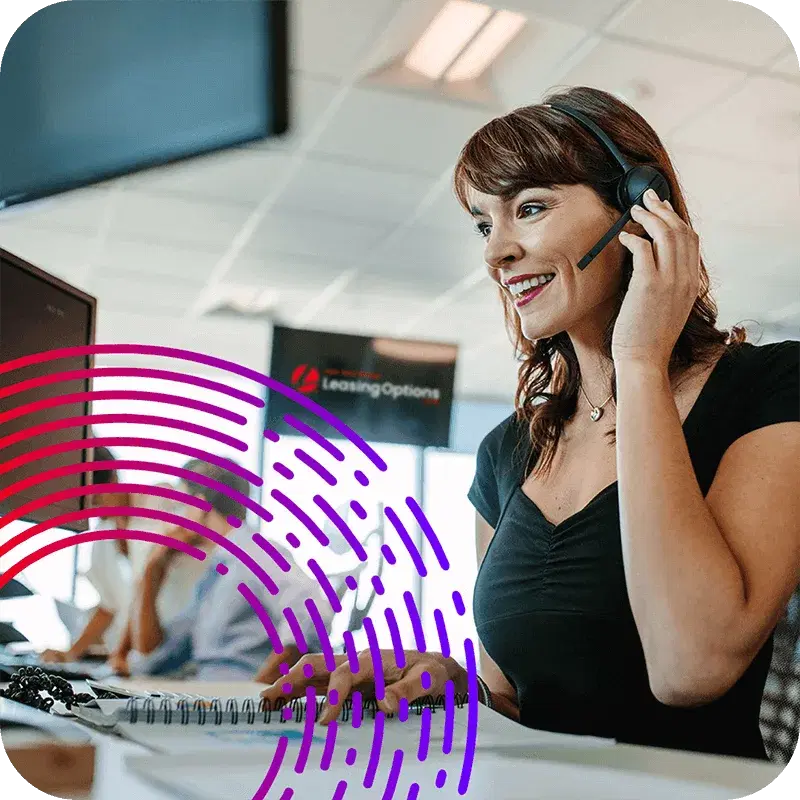 Stock photo of a woman with a headset on