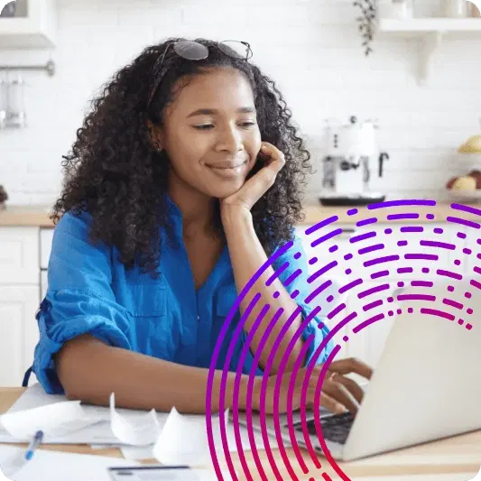 Lady staring at a laptop screen