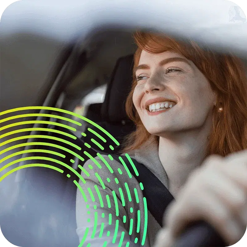 Stock picture of a lady with red hair smiling